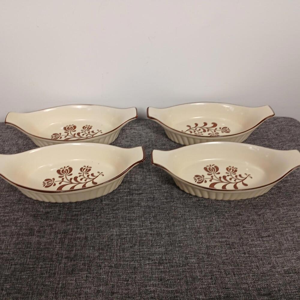 Vintage Acadia Au Gratin Dishes Set 4 Japan Oven Safe w/ Box 9x4 Retro